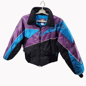 Vintage 1990s Polaris Unisex Snowmobile Jacket Womens Large Purple Blue